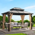 thumbnail image 1 of Lumiparty 10x13 ft Hardtop Gazebo with Polycarbonate Double Roof, Aluminum Frame Pavilion, Weatherproof UV-Resistant Outdoor Shelter for Garden, Patio & Lawn, Khaki, 1 of 7
