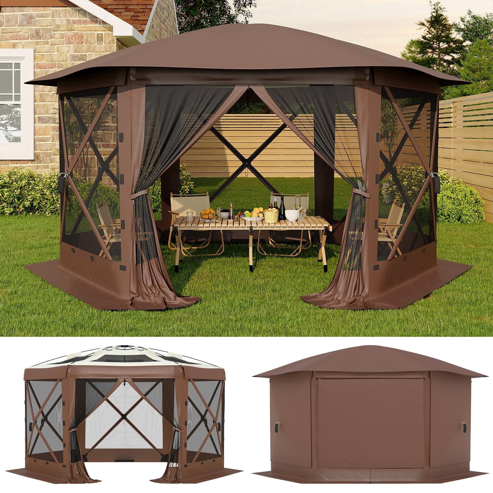 CROWN SHADES 13x13 Pop Up Gazebo Canopy Tent Gazebos Outdoor