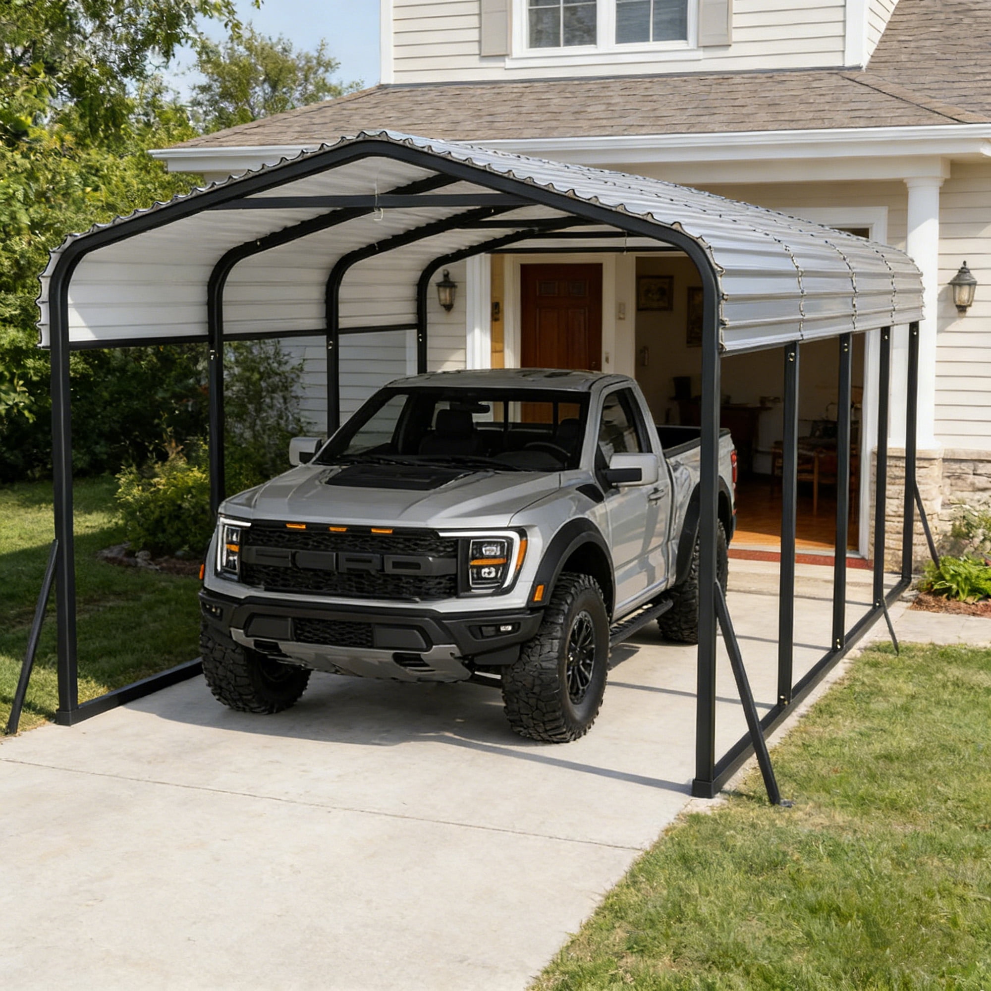 Lumiparty 12'x24'x8.5' Waterproof Metal Carport, Heavy Duty Steel Shelter for Tractors, Pickup, Boat & Car