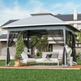 thumbnail image 1 of Memoryfield 13x13 Pop up Outdoor Gazebo, Adjustable Height Canopy Tent, with Mosquito Netting, for Party Wedding Patio, Gray, 1 of 11