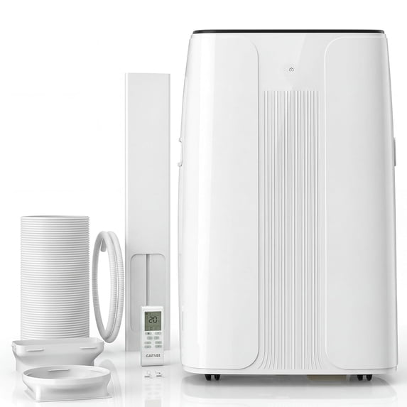 Lumiparty 14,000 BTU Portable Air Conditioner w/ Remote, AC Unit for Up to 750 Sq.Ft, Cool/Dehumidifier/Fan, Quiet LCD Display, Child Lock, White