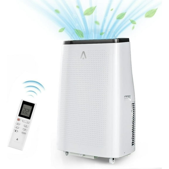 Lumiparty 14000 BTU Portable Air Conditioner with Remote Control, Cools up to 750 Sq.ft,3-in-1 Portable AC w/Dehumidifier, Fan & Sleep Mode, for Home Office, Black+White