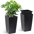 thumbnail image 1 of Lumiparty 16" Tall Planters Set of 2, High Front Porch Planter Pots with Drainage Holes＆Water Level Monitor＆Inner Bucket, Automatic Watering, Outdoor＆Indoor Planter Pots, Black, 1 of 9