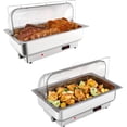 thumbnail image 1 of Lumiparty 2 Pack Electric Chafing Dishes Buffet Set 9 QT Full Size, NSF Stainless Steel Roll Top Catering Chafer Server Food Warmer with Cover for Party Wedding Banquet, Silver, 1 of 7