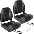 thumbnail image 1 of Lumiparty 2 Pack Folding Boat Seats, High Back Fishing Boat Chairs, with 4" Thick Sponge Padding and Hinge, Black & Gray, 1 of 6