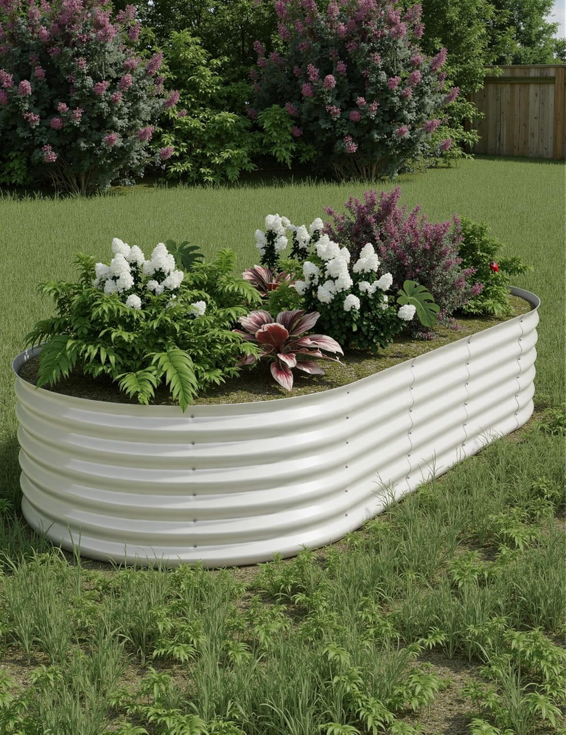 Lumiparty 2 Pack Metal Galvanized Raised Garden Bed, 8x4x1.5ft Ground Planter Box for Outdoor Vegetables Flowers, Beige