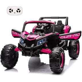 Lumiparty 2 Seater Ride on UTV Car, 24V Electric Vehicle, Electric Off-Road UTV Car w/Remote Control, 2 * 200W Motor, Spring Suspension, Music, Rosy