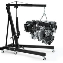 Lumiparty 2 Ton Engine Hoist with 6 Casters, Hydraulic Shop Crane Lifter Cherry Picker, 4400Lbs Heavy Duty Folding Cherry Picker Engine Lift, for Garage, Workshop, Factory, Black