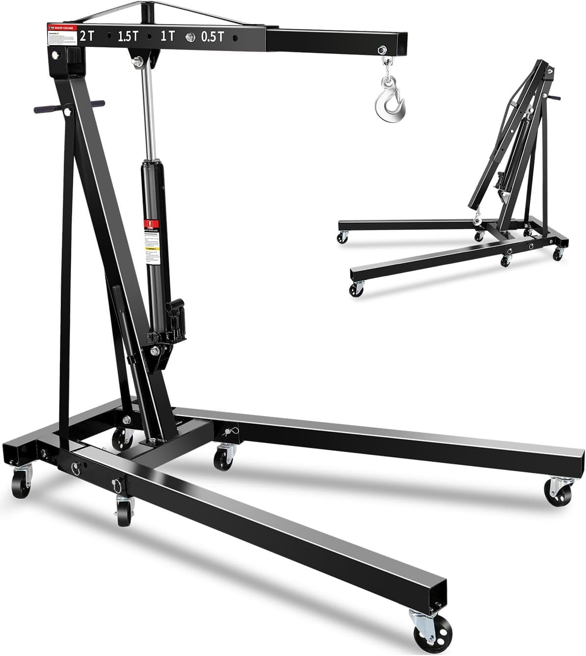 Lumiparty 2 Ton Folding Engine Hoist, 4400LB Hydraulic Cherry Picker ...