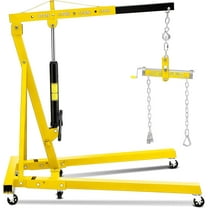 Lumiparty 2 Ton Folding Hydraulic Engine Hoist with Lever, Cherry Picker Shop Crane with 6 Casters, 4400 Lbs Capacity Heavy Duty Crane Lift for Garage, Workshop, Repair, Yellow