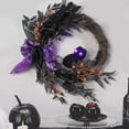 thumbnail image 1 of Lumiparty 20" Prelit Halloween Wreath for Front Door, with Purple Lights, Spooky Door Wreath with Ribbon Rose Berries Hanging Decor for Front Door Home Party Outside Decoration, Purple, 1 of 6