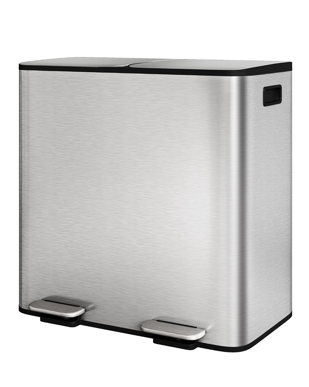 Lumiparty 21 Gallon Stainless Steel Dual Trash Can with Lid, Step-on Recycling Garbage Cans with Inner Buckets, for Kitchen, Bathroom, Silver