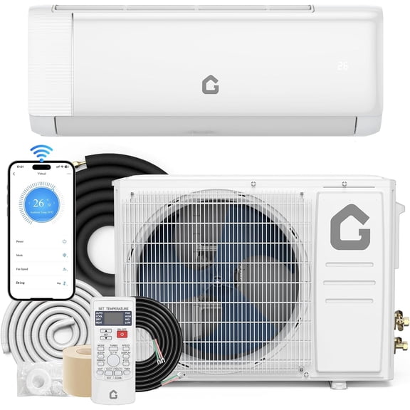 Lumiparty 21 SEER2 24000 BTU Mini Split AC & Heat Pump, 230V Inverter System with WiFi, Remote Control, Home Heating & Cooling up to 1500 sq. ft.