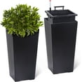 thumbnail image 1 of Lumiparty 22.5" Tall Planters Set of 2, High Front Porch Planter Pots with Drainage Holes＆Water Level Monitor＆Inner Bucket, Automatic Watering, Outdoor＆Indoor Planter Pots, Black, 1 of 8