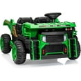 thumbnail image 1 of Lumiparty 24V 2-Seater Ride-On Dump Truck for Kids, Remote Control Construction Toy with Electric Dump Bed, Extra Shovel, 2WD/4WD, Music Player & Speeds Up to 4.35 MPH, Green, 1 of 8