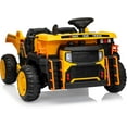 thumbnail image 1 of Lumiparty 24V 2-Seater Ride-On Dump Truck for Kids, Remote Control Construction Toy with Electric Dump Bed, Extra Shovel, 2WD/4WD, Music Player & Speeds Up to 4.35 MPH, Yellow, 1 of 8