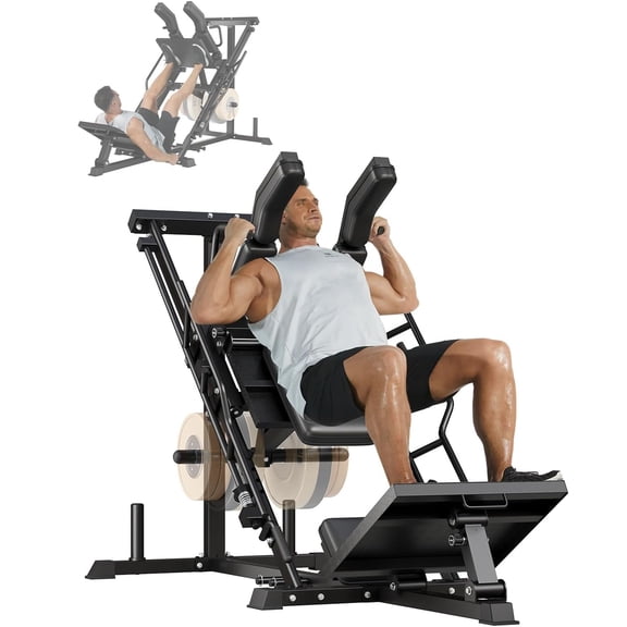 Lumiparty 3 in 1 Leg Press Machine for Home Gym, Professional Hack Squat Workout Equipment with Weight Storage Posts, Fits 1" & 2" Plates, Strength Training, Black