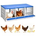 thumbnail image 1 of Lumiparty 3-Compartment Galvanized Steel Chicken Nesting Box with Rollaway Design, Blue, 1 of 7