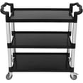 thumbnail image 1 of Lumiparty 3 Tier Service Utility Cart, Rolling Utility/Push Cart with Brake Wheel, Heavy Duty Food Service Cart, for Office, Warehouse, Restaurant, 360 lbs Capacity, Black, 1 of 7