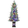 thumbnail image 1 of Lumiparty 4.5ft Prelit Artificial Christmas Trees with 150 Lights & 20 Clusters Red Berry, Potted Xmas Tree with 8 Light-Modes, Elk Base, Holiday Decor, 1 of 8