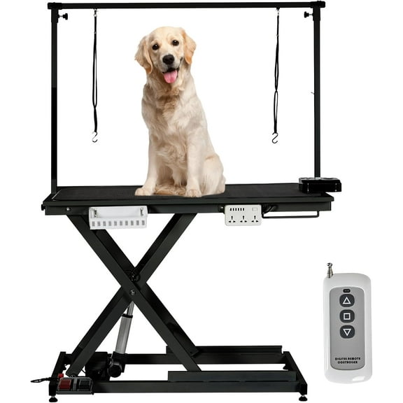Lumiparty 50" Electric Pet Grooming Table for Dogs & Cats, Height Adjustable Dog Grooming Table with Anti Slip Tabletop, for All Pets, Black