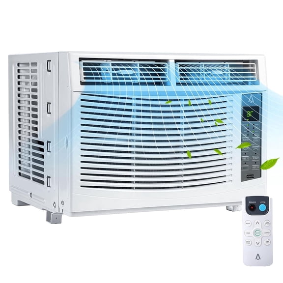 Lumiparty 6,000 BTU Window Air Conditioner, Cools 250 Sq.ft., Window AC Unit with Remote Control, Sleep Mode, Bedroom, Room, Office, White