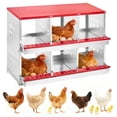 thumbnail image 1 of Lumiparty 6-Compartment Galvanized Steel Chicken Nesting Box with Rollaway Design, Red, 1 of 7