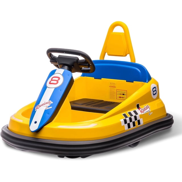 Lumiparty 6V Bumper Car for Toddlers 2-6, Electric Bumper Vehicle Ride-on Toy Car with 360° Spin, LED Lights, Music & Dual 15w Motors - Fun Ride on Car for Kids, Yellow