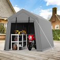 thumbnail image 1 of Lumiparty 7' x 10' Portable Outdoor Storage Shed, Heavy Duty Waterproof Shelter Tent with Roll-Up Door, All-Weather Garage for Motorcycle, Bike & ATV, Gray, 1 of 8