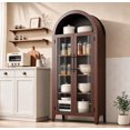 thumbnail image 1 of Lumiparty Arched Kitchen Pantry Cabinet, 5-Tier Storage Cabinet for Kitchen Dining Room, Walnut, 1 of 7