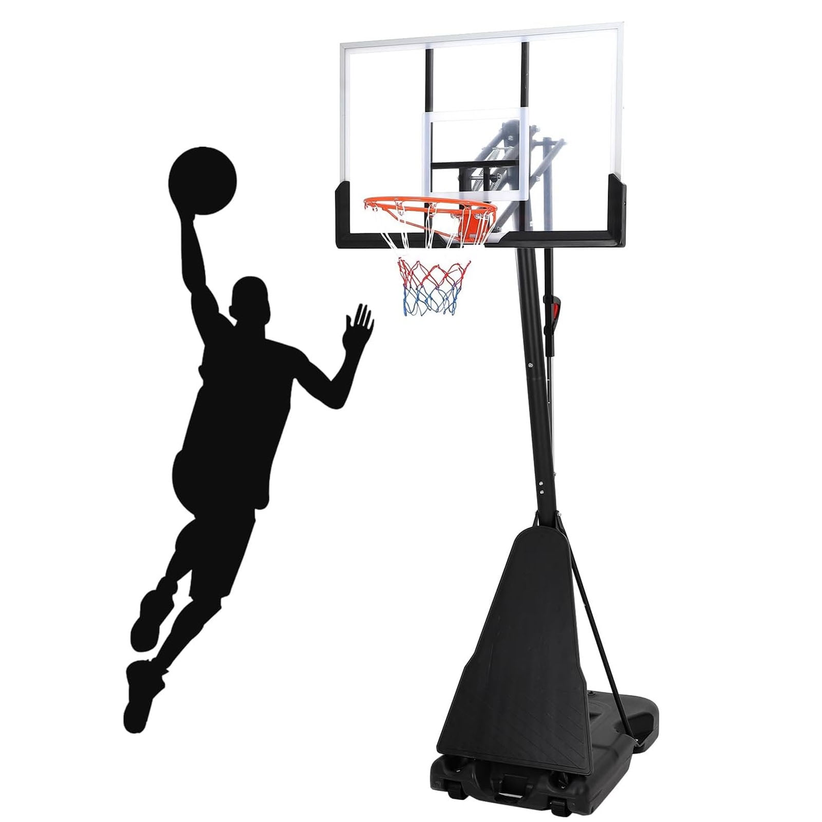 Lumiparty Basketball Hoop Outdoor 5.2-10Ft Portable, 47 Inch Shatterproof Backboard, Quick Adjustable Basketball Goal System for Adults in Swimming Pool Driveway Backyard, Black