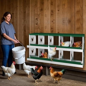 Lumiparty Chicken Nesting Box, 10 Compartment Hens Egg Nest Box, Metal Chicken Laying Box House with Rollout Egg Collection and Protective Lid, Green