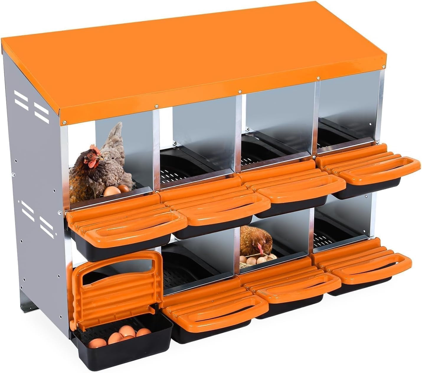 Lumiparty Chicken Nesting Boxes for Laying Eggs, 8 Compartments Metal ...