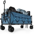 thumbnail image 1 of Lumiparty Collapsible Wagon Cart, Portable Large Utility Wagon for Camping, Beach, Picnic, Shopping, Sports, and Grocery Transport, Blue, 1 of 8