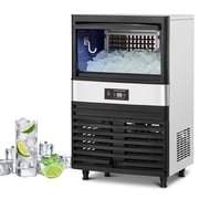 Lumiparty Commercial Ice Maker Machine, 80 lbs/24H Ice Production with 30 lbs Storage Bin, Under-Counter or Freestanding Ice Maker, 32 Ice Cubes per Cycle, Self-Cleaning