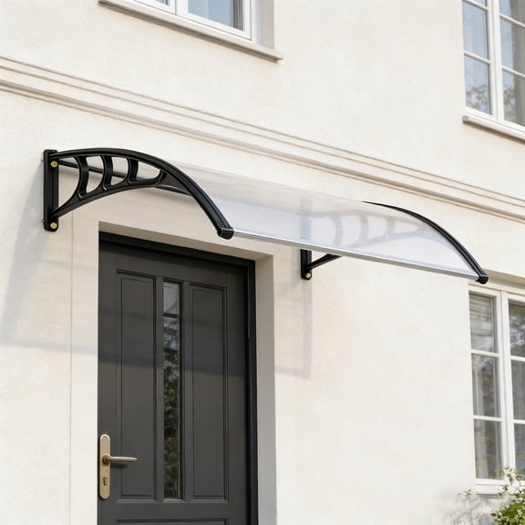 Lumiparty Door & Window Awning Canopy, 40"x40" Polycarbonate Cover with Durable Steel Brackets, UV, Rain, Snow & Sun Protection, Clear