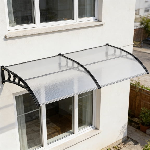 Lumiparty Door & Window Awning Canopy, 40"x80" Polycarbonate Cover with Durable Steel Brackets, UV, Rain, Snow & Sun Protection, Clear