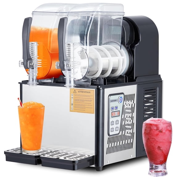 Lumiparty Dual Tank Slushie Machine, 4L x 2 Frozen Drink Maker, Commercial Slushy Machine with Self-Cleaning Function for Margaritas, Bars & Restaurants, Black