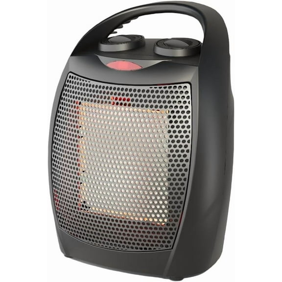 Lumiparty Electric Space Heater, 2-in-1 Fast Heating Ceramic Desk Heater & Fan, Safe Quiet <45 dB for Office, Room, Under Desk Use, Tip-Over Overheat Protection, Black