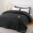 thumbnail image 1 of Lumiparty Fluffy Heated Comforter Electric Blanket Queen Size 90"x90", with Wireless Controller, Faux Fur Bubble Fuzzy Bedding Comforter, 6 Heat Levels & 10 Hours Auto-Off, Dark Grey, 1 of 4