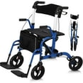 thumbnail image 1 of Lumiparty Folding Rollator Walkers for Seniors, Lightweight Rolling Walker with Seat and Wheel, Adjustable Height Mobility Walkers, Blue, 1 of 9