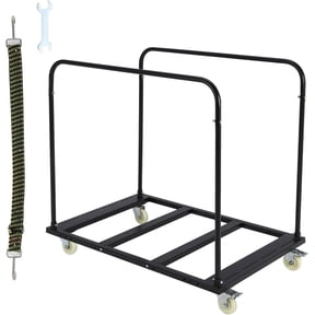 Lumiparty Folding Table Cart Rack, 1500 LBS Panel Dolly Cart with 5" Swivel Casters, 10 Table Capacity, Heavy-Duty Drywall Sheet Cart, Handling Wall Panel, Sheetrock, Lumber, Black