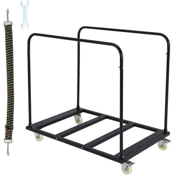 Lumiparty Folding Table Cart Rack, 1500 LBS Panel Dolly Cart with 5" Swivel Casters, 10 Table Capacity, Heavy-Duty Drywall Sheet Cart, Handling Wall Panel, Sheetrock, Lumber, Black