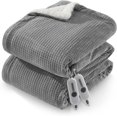 thumbnail image 1 of Lumiparty Heated Blanket King Size 90"x100", with Dual Control, Waffle Electric Throw Blanket with ETL Certified, 4 Heating Levels & 10 Hours Auto Off & Machine Washable, Gray, 1 of 8