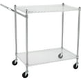 thumbnail image 1 of Lumiparty Heavy Duty 2-Tier Wire Rack Cart On Wheels, Commercial Grade Rolling Utility Cart for Kitchen Pantry Steel Frame with Handle & Shelves, Silver, 1 of 7