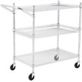 thumbnail image 1 of Lumiparty Heavy Duty 3-Tier Rolling Utility Cart, Commercial Grade Wire Rack Cart On Wheels for Kitchen Pantry Steel Frame with Handle & Shelves, Silver, 1 of 7