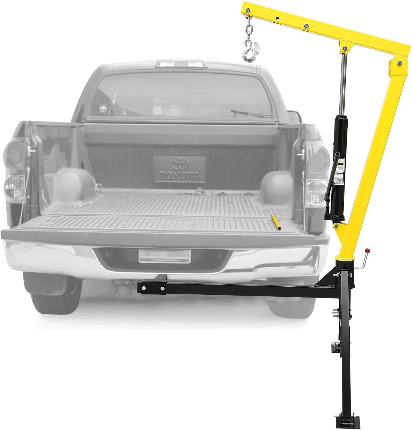 Lumiparty Hydraulic Pickup Truck Crane, 1000 lbs Capacity, 360°Swivel, Hitch Mounted Crane for Lifting Goods in Construction, Industry, Yellow