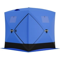 Lumiparty Ice Fishing Insulated Tent, 3-4 Person Shelter Large Pop-Up Portable Hub-Style Ice Fishing Shelter, Blue