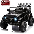 thumbnail image 1 of Lumiparty Kids 12V Kids Ride On Car for Kids, Electric Truck Ride On Toys for Ages 3-8 Years, with 5MPH Max Speed, Remote Control, Accelerator Pedal, Treaded Tires, Music and Story, Black, 1 of 7