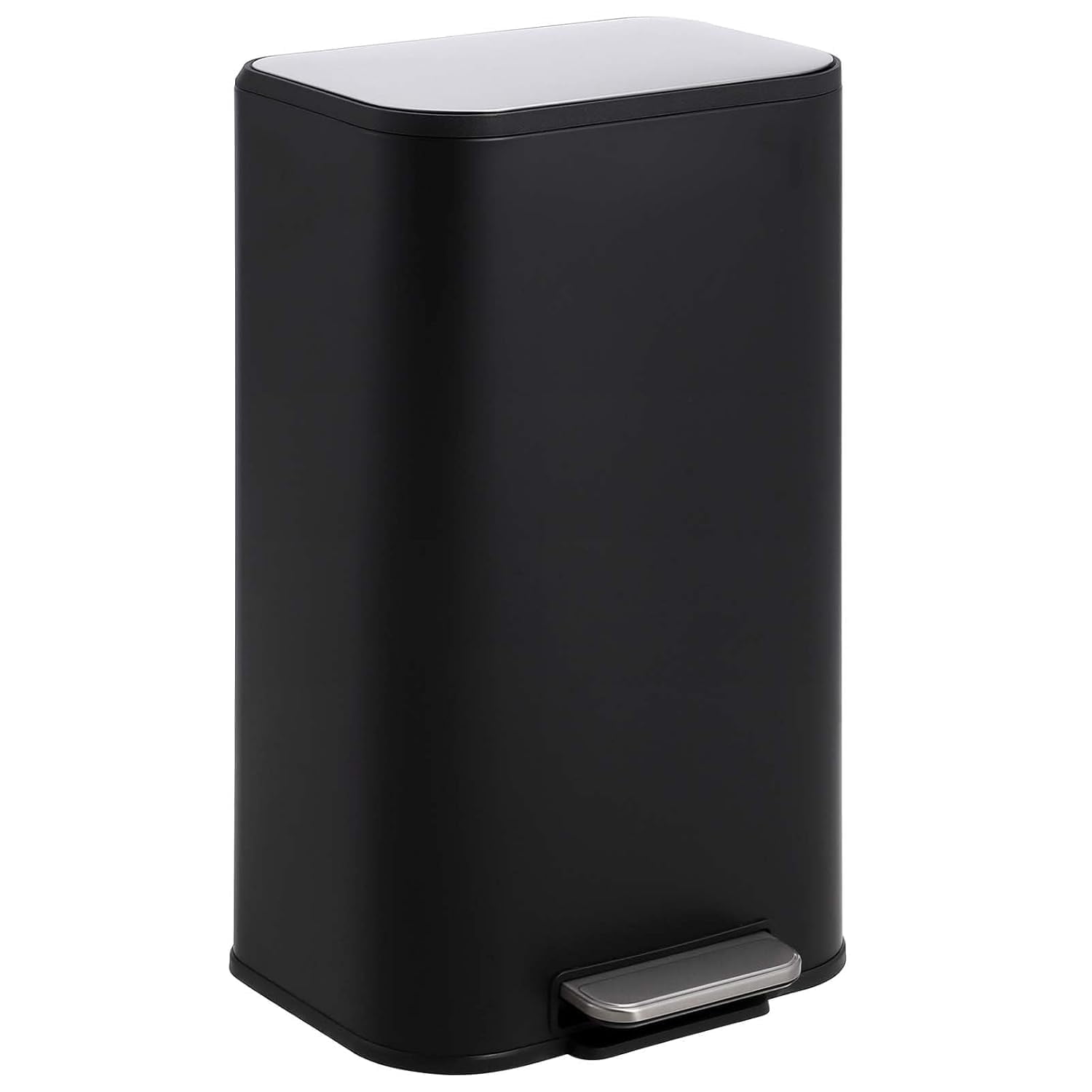Lumiparty Bathroom Trash Can, 8 Gallon Stainless Steel Garbage Can with Lid & Inner Bucket, Recycling Bin for Home Batbroom Office Living Room, Black